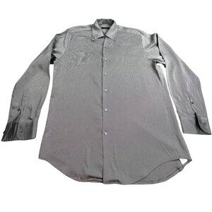 Equilibrio Italia Shirt Men Large Gray Striped Button Up Made in Italy Dressy
